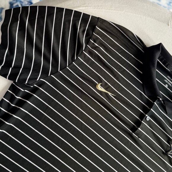 Men's Vanderbilt Striped Polo, Black w/ White Stripes, XXL, Short Sleeve - Picture 3 of 6